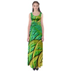 Patterns Green Yellow String Empire Waist Maxi Dress