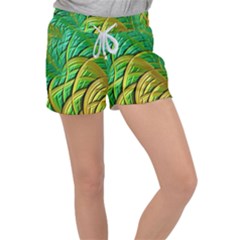 Patterns Green Yellow String Women s Velour Lounge Shorts