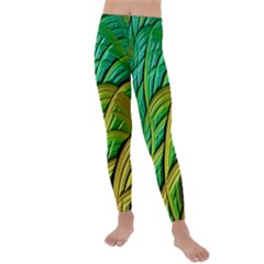 Patterns Green Yellow String Kids  Lightweight Velour Leggings