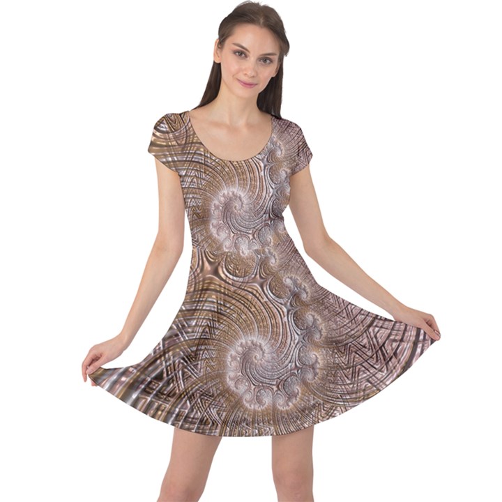 Fractal Art Pattern 3d Artwork Cap Sleeve Dress