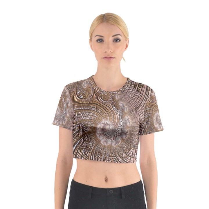 Fractal Art Pattern 3d Artwork Cotton Crop Top