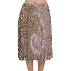 Fractal Art Pattern 3d Artwork Velvet Flared Midi Skirt