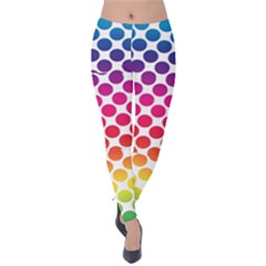 Polka Dots Spectrum Colours Dots Velvet Leggings by Pakrebo