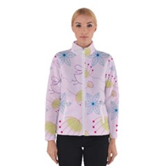 Floral Background Bird Drawing Winter Jacket by Pakrebo