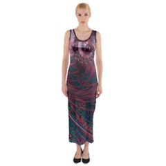 Fractal Artwork Digital Pattern Fitted Maxi Dress