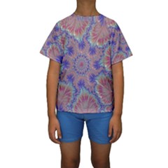 Purple Splat Fractal Art Kids  Short Sleeve Swimwear