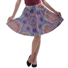 Purple Splat Fractal Art A-line Skater Skirt by Pakrebo