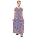 Purple Splat Fractal Art Kids  Short Sleeve Maxi Dress View1