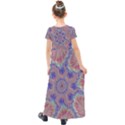 Purple Splat Fractal Art Kids  Short Sleeve Maxi Dress View2