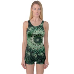 Fractal Art Spiral Mathematical One Piece Boyleg Swimsuit