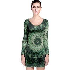 Fractal Art Spiral Mathematical Long Sleeve Bodycon Dress