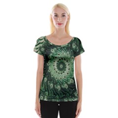 Fractal Art Spiral Mathematical Cap Sleeve Top