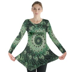 Fractal Art Spiral Mathematical Long Sleeve Tunic  by Pakrebo