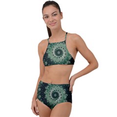 Fractal Art Spiral Mathematical High Waist Tankini Set