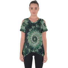 Fractal Art Spiral Mathematical Cut Out Side Drop Tee