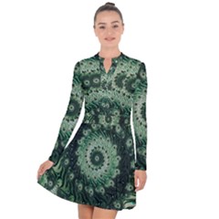 Fractal Art Spiral Mathematical Long Sleeve Panel Dress