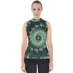 Fractal Art Spiral Mathematical Mock Neck Shell Top