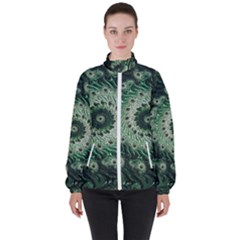 Fractal Art Spiral Mathematical High Neck Windbreaker (Women)