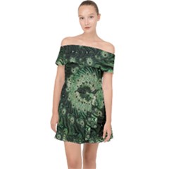 Fractal Art Spiral Mathematical Off Shoulder Chiffon Dress