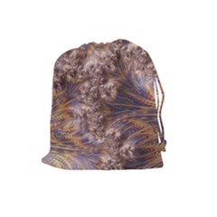 Puckered Fractal Artwork Design Drawstring Pouch (large)