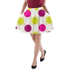 Polka Dots Spots Pattern Seamless A-line Pocket Skirt by Pakrebo