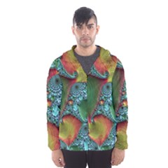 Fractal Art Colorful Pattern Hooded Windbreaker (Men)