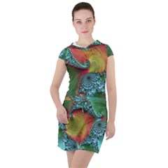 Fractal Art Colorful Pattern Drawstring Hooded Dress