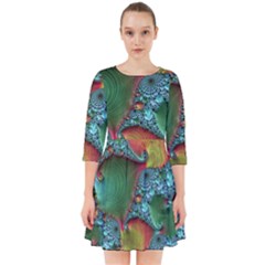 Fractal Art Colorful Pattern Smock Dress