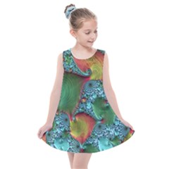 Fractal Art Colorful Pattern Kids  Summer Dress by Pakrebo