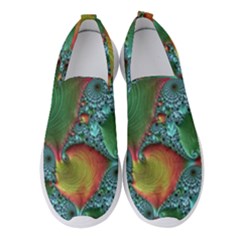 Fractal Art Colorful Pattern Women s Slip On Sneakers