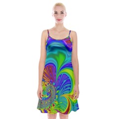 Fractal Neon Art Artwork Fantasy Spaghetti Strap Velvet Dress