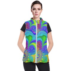 Fractal Neon Art Artwork Fantasy Women s Puffer Vest