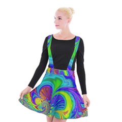 Fractal Neon Art Artwork Fantasy Suspender Skater Skirt