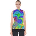 Fractal Neon Art Artwork Fantasy Mock Neck Shell Top View1