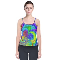 Fractal Neon Art Artwork Fantasy Velvet Spaghetti Strap Top