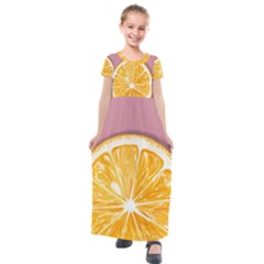 Pop Art Orange  Kids  Short Sleeve Maxi Dress by Valentinaart