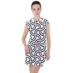 Pattern Monochrome Repeat Drawstring Hooded Dress by Pakrebo