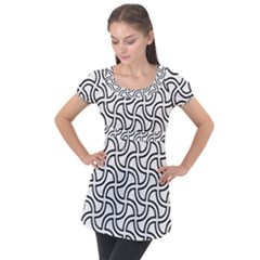 Pattern Monochrome Repeat Puff Sleeve Tunic Top by Pakrebo