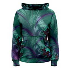 Fractal Turquoise Feather Swirl Women s Pullover Hoodie by Pakrebo