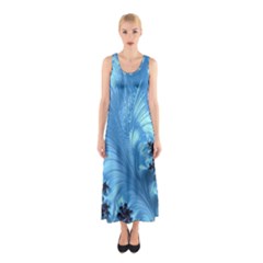 Fractal Art Feather Swirls Puffy Sleeveless Maxi Dress by Pakrebo