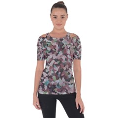 Gray Facets Shoulder Cut Out Short Sleeve Top by artifiart