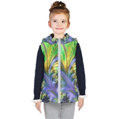 Fractal Gothic Dark Texture Kids  Hooded Puffer Vest by Pakrebo