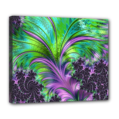 Fractal Art Artwork Feather Swirl Deluxe Canvas 24  X 20  (stretched) by Pakrebo