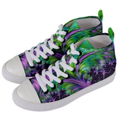 Fractal Art Artwork Feather Swirl Women s Mid-top Canvas Sneakers by Pakrebo