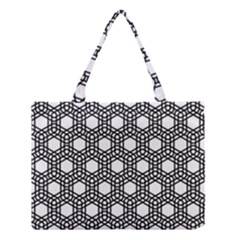 Geometric Floral Curved Shape Motif Medium Tote Bag by Pakrebo