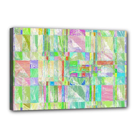 Pastel Quilt Background Texture Canvas 18  X 12  (stretched) by Pakrebo