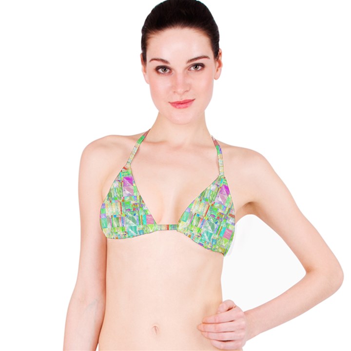 Pastel Quilt Background Texture Bikini Top