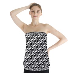 White Line Wave Black Pattern Strapless Top by Pakrebo