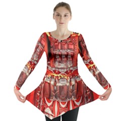 Mechanical Droid Mandelbulb Long Sleeve Tunic  by Pakrebo