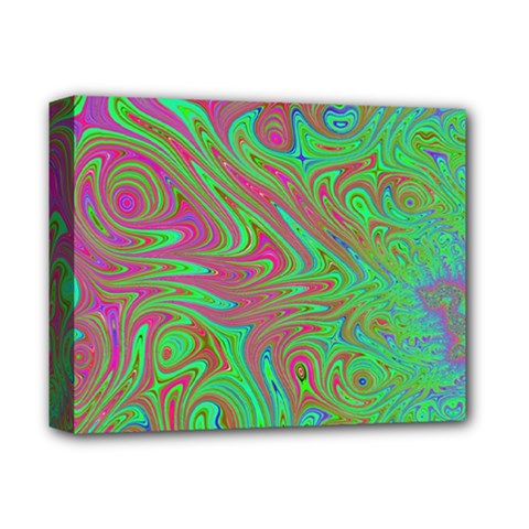 Fractal Art Neon Green Pink Deluxe Canvas 14  X 11  (stretched) by Pakrebo